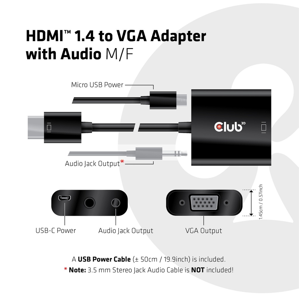 HDMI™ 1.4 to VGA Adapter with Audio M/F