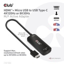 HDMI™ + Micro USB to USB -C® 4K120Hz or 8K30Hz M/F Active Adapter