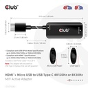 HDMI™ + Micro USB to USB -C® 4K120Hz or 8K30Hz M/F Active Adapter