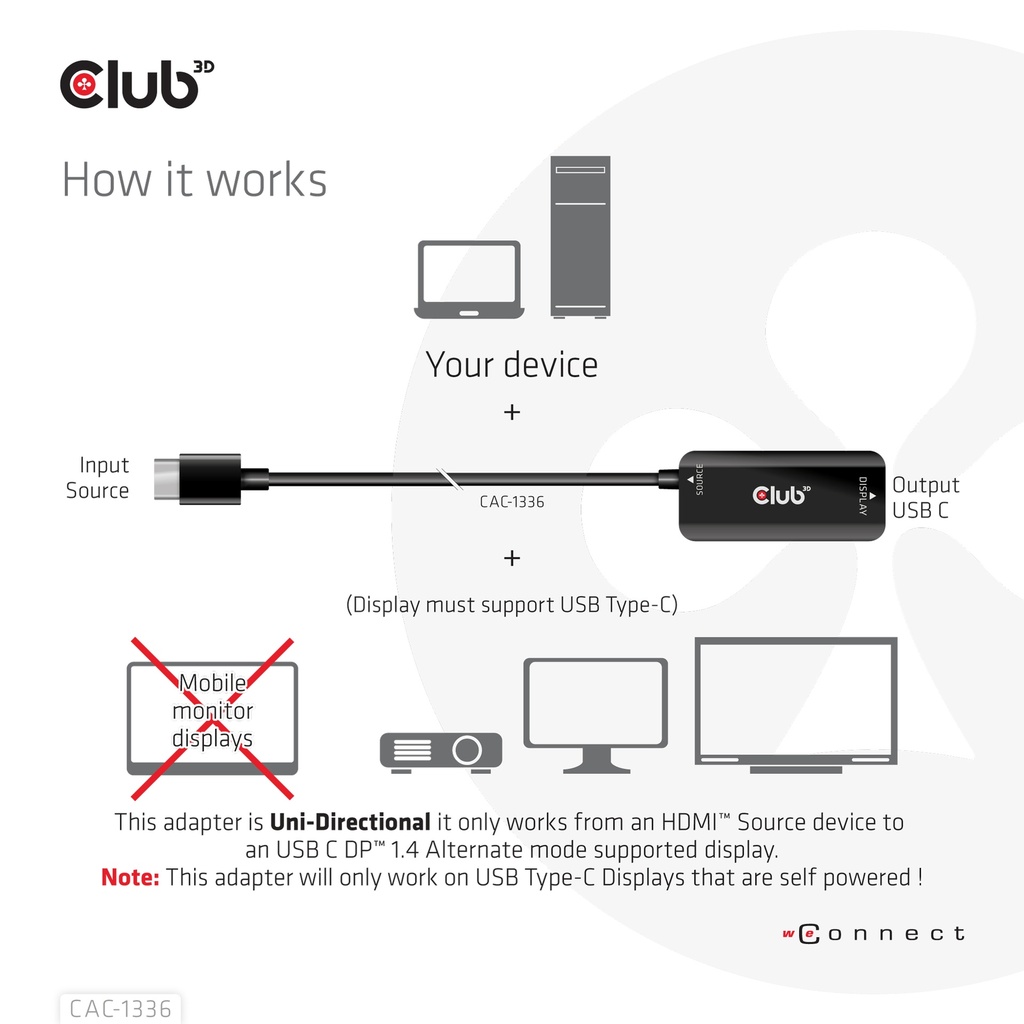 HDMI™ + Micro USB to USB -C® 4K120Hz or 8K30Hz M/F Active Adapter
