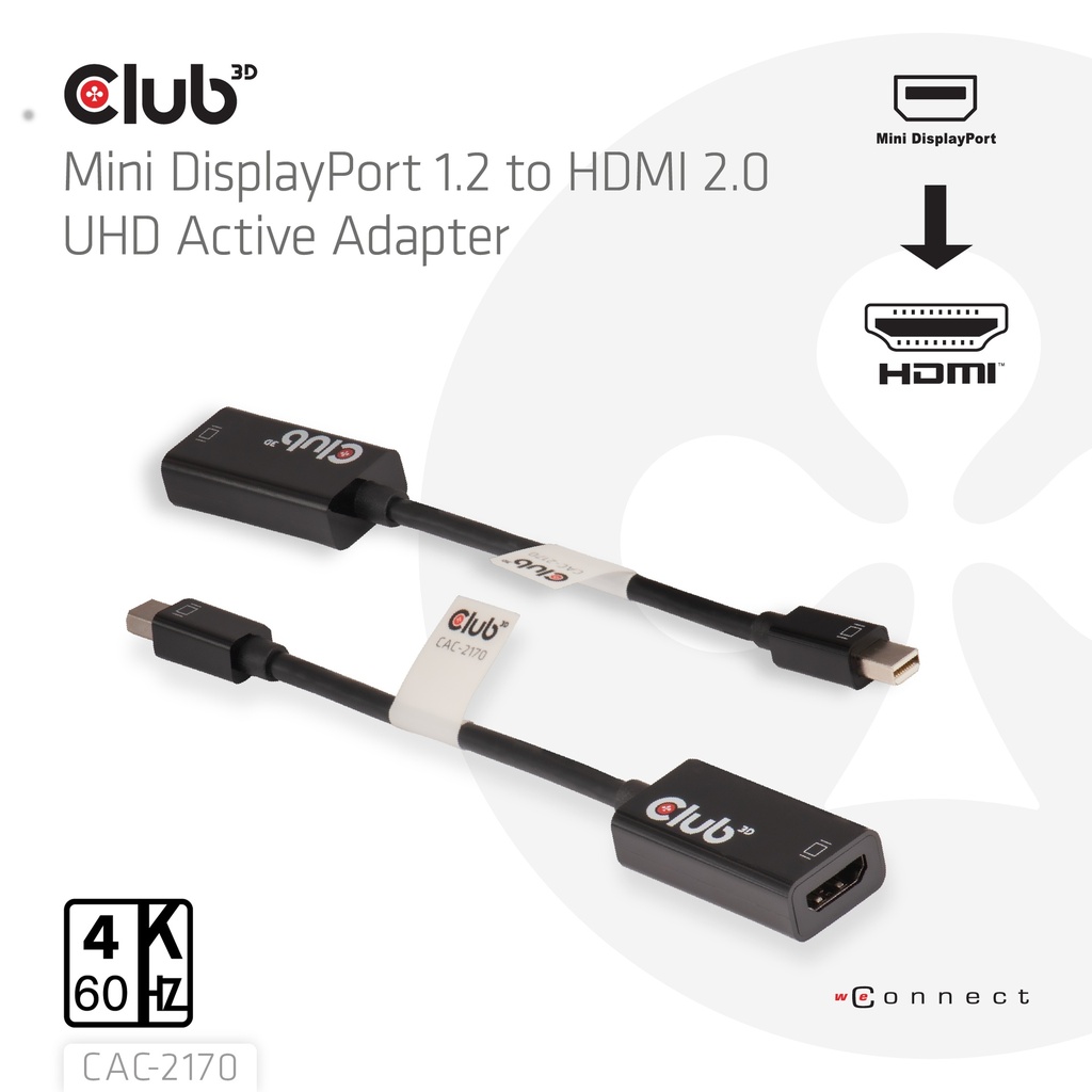 Mini DisplayPort™ 1.2 to HDMI™ 2.0 UHD Active Adapter