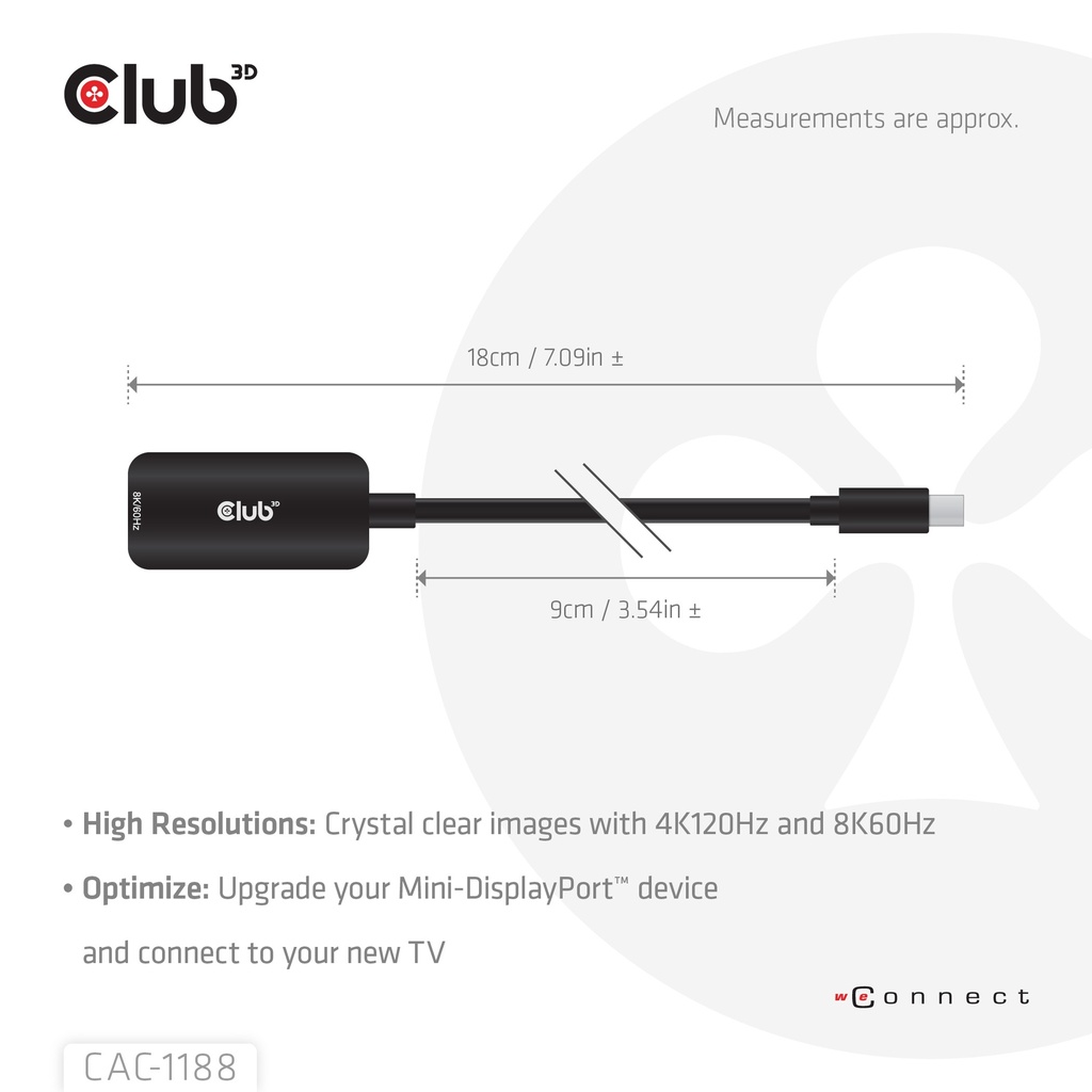 Mini DisplayPort™ 1.4 to HDMI™ 8K60Hz M/F Adapter