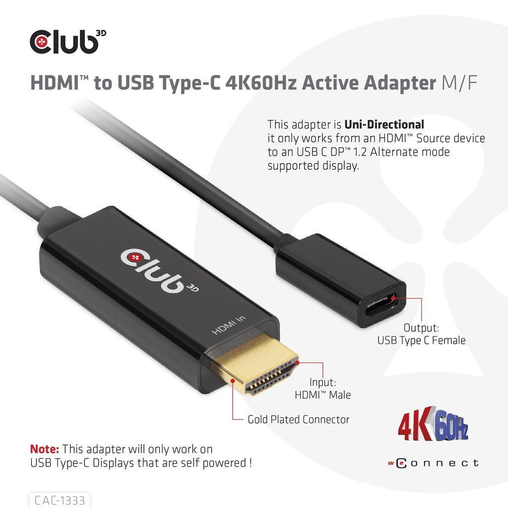 HDMI™ to USB -C® 4K60Hz Active Adapter M/F