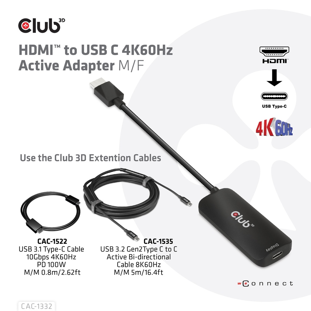 HDMI™ to USB C 4K60Hz Active Adapter M/F