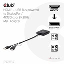 HDMI™ + USB Bus powered to DisplayPort™ 4K120Hz or 8K30Hz M/F Adapter