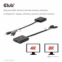 HDMI™ + USB Bus powered to DisplayPort™ 4K120Hz or 8K30Hz M/F Adapter