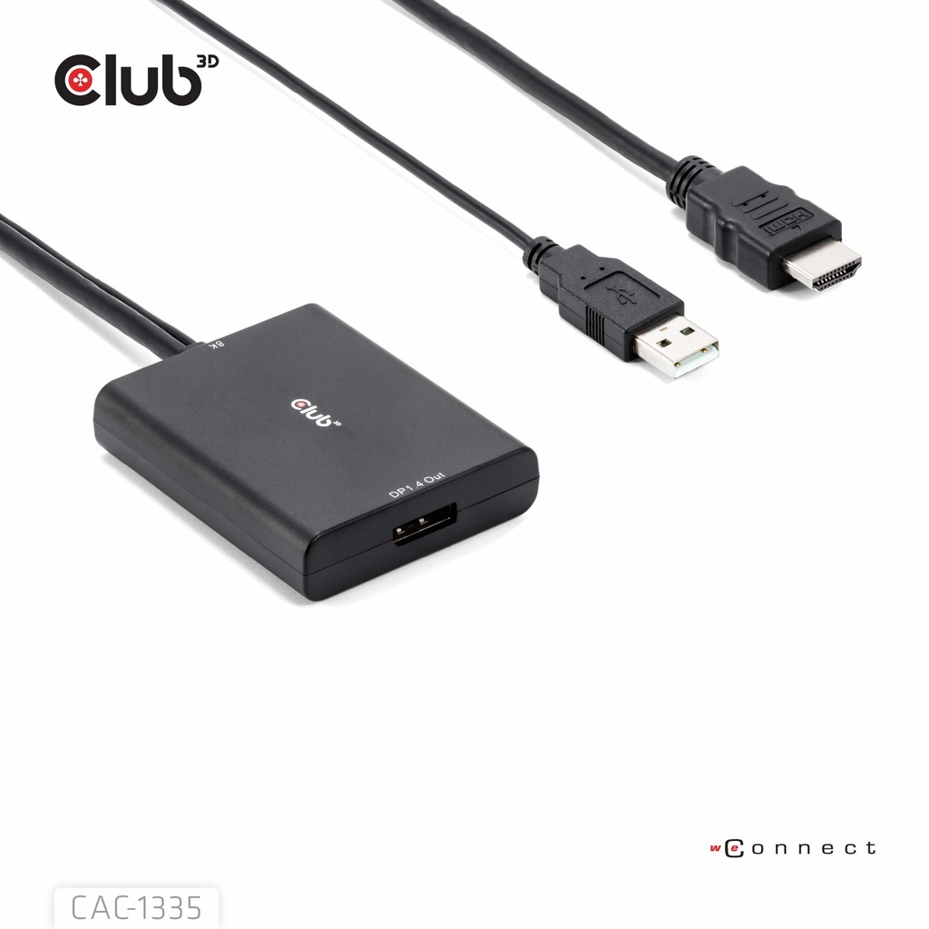 HDMI™ + USB Bus powered to DisplayPort™ 4K120Hz or 8K30Hz M/F Adapter