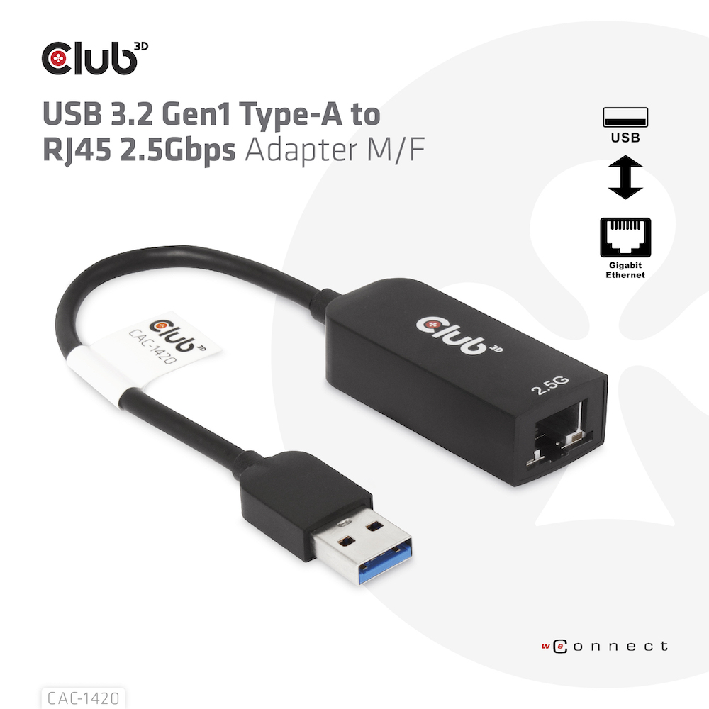 USB-A 5Gbps to RJ45 Ethernet 2.5G Adapter M/F
