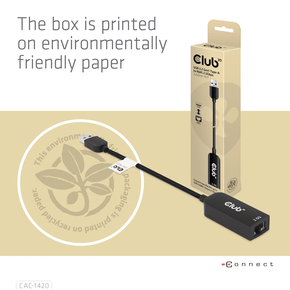 USB-A 5Gbps to RJ45 Ethernet 2.5G Adapter M/F