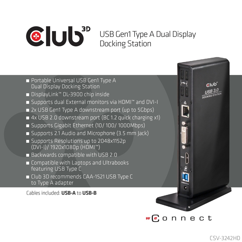USB-A 5Gbps Dual Display Docking Station