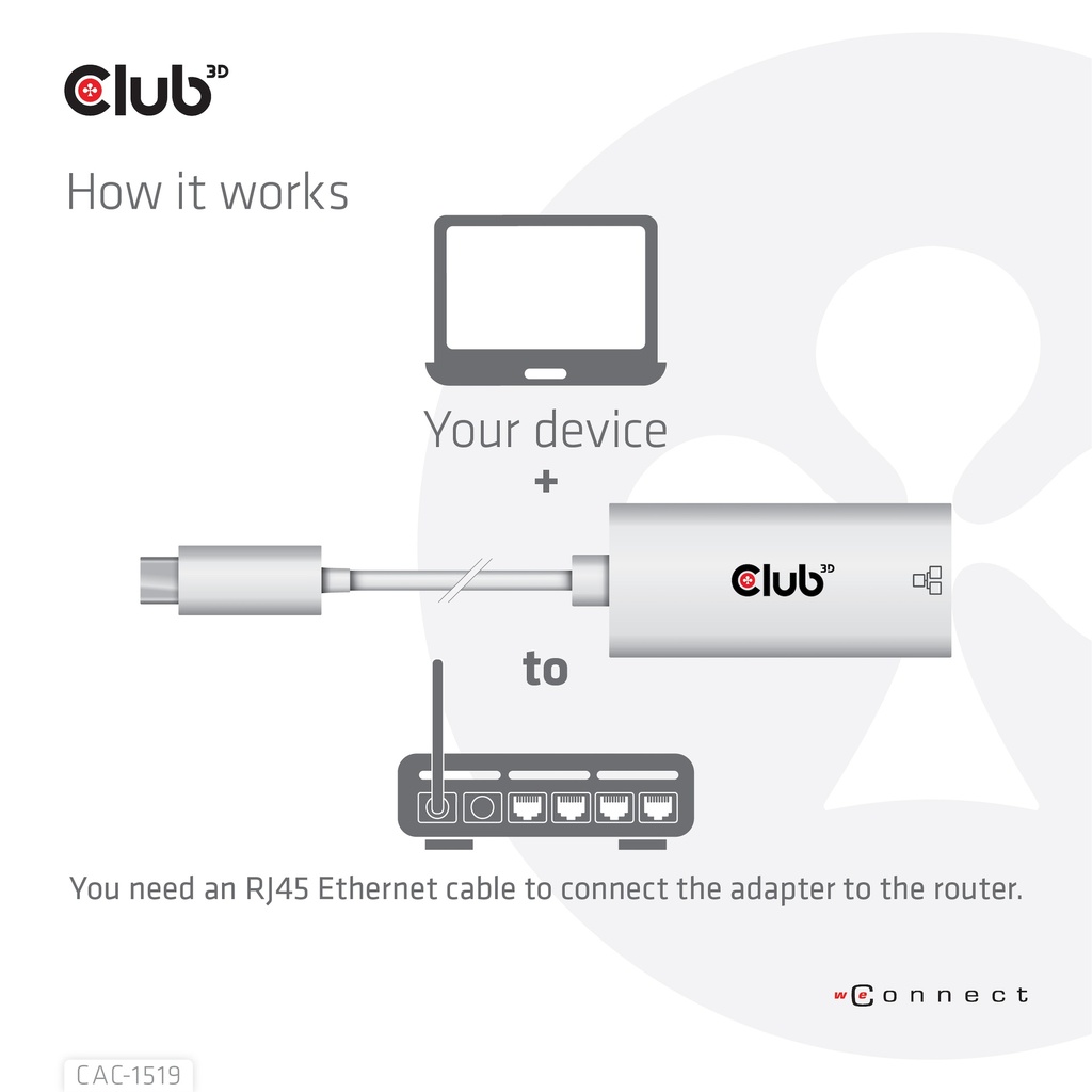 USB-C® RJ45 Ethernet 1G Adapter  M/F