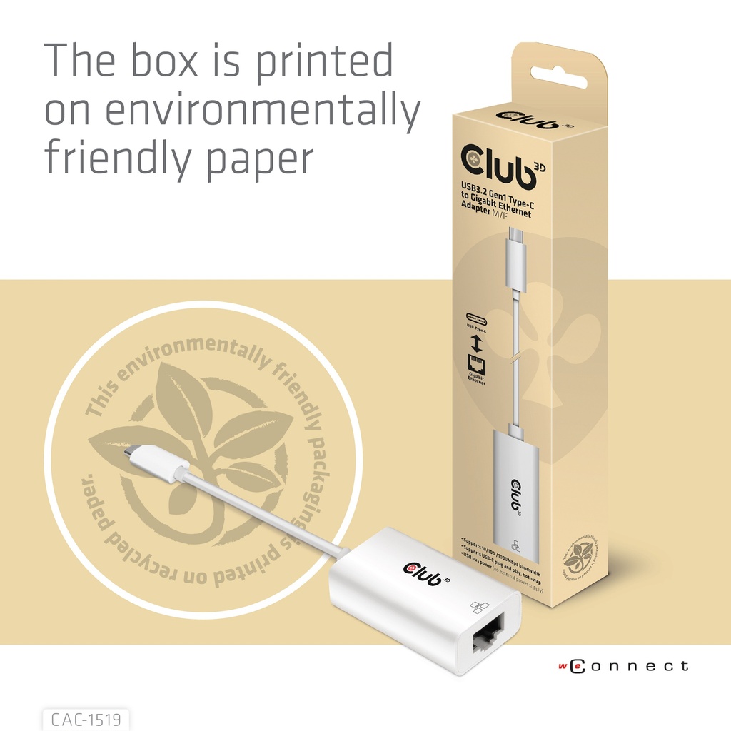 USB-C® RJ45 Ethernet 1G Adapter  M/F