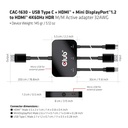 USB-C® + HDMI™ + MiniDisplayPort™ 1.2 to HDMI™ 4K60Hz HDR M/M Active Adapter 32AWG