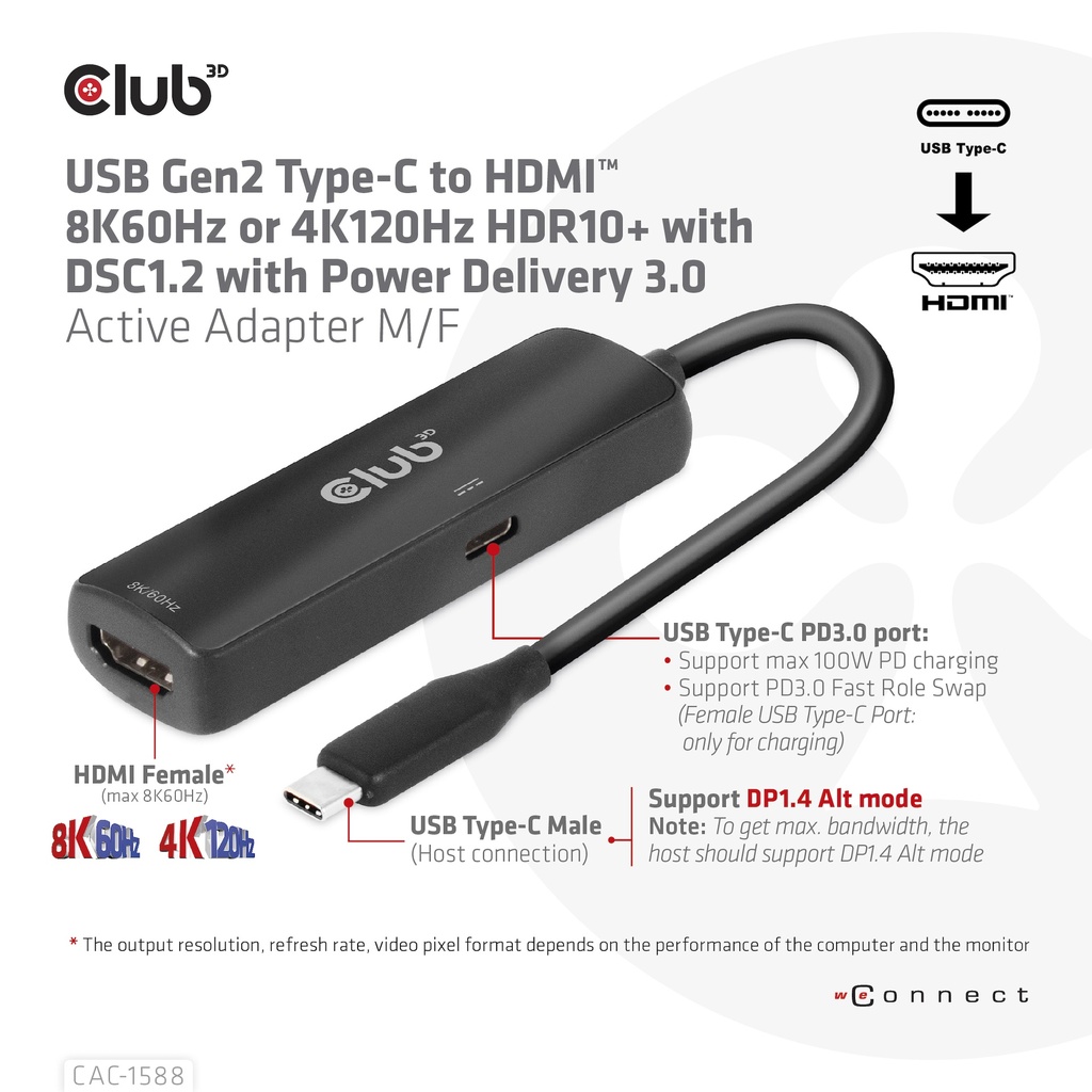 USB-C® to HDMI™ 2.1+ PD 3.0 100 Watt