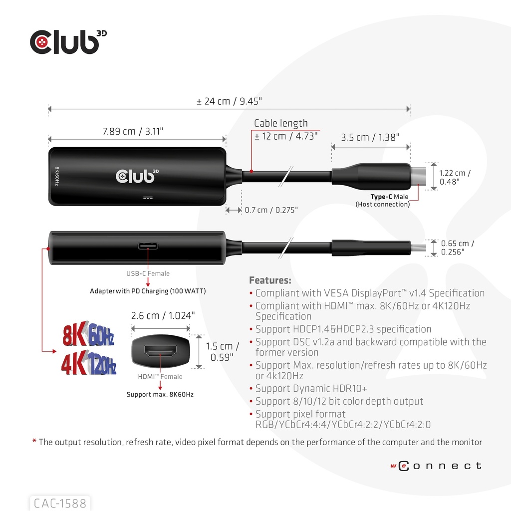 USB-C® to HDMI™ 2.1+ PD 3.0 100 Watt