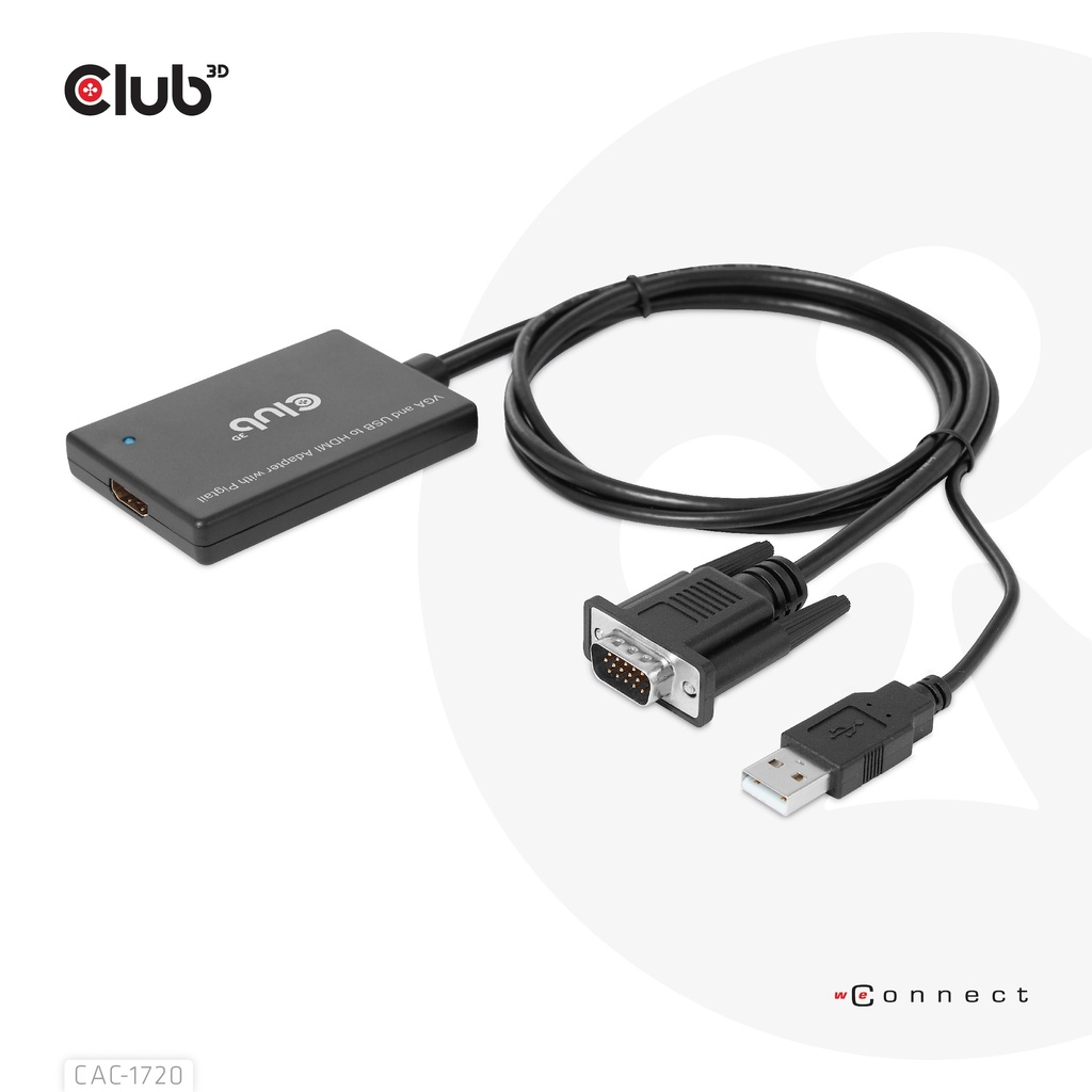 VGA and USB-A to HDMI™ Adapter with Pigtail M/F 0.6m/1.97ft 28AWG