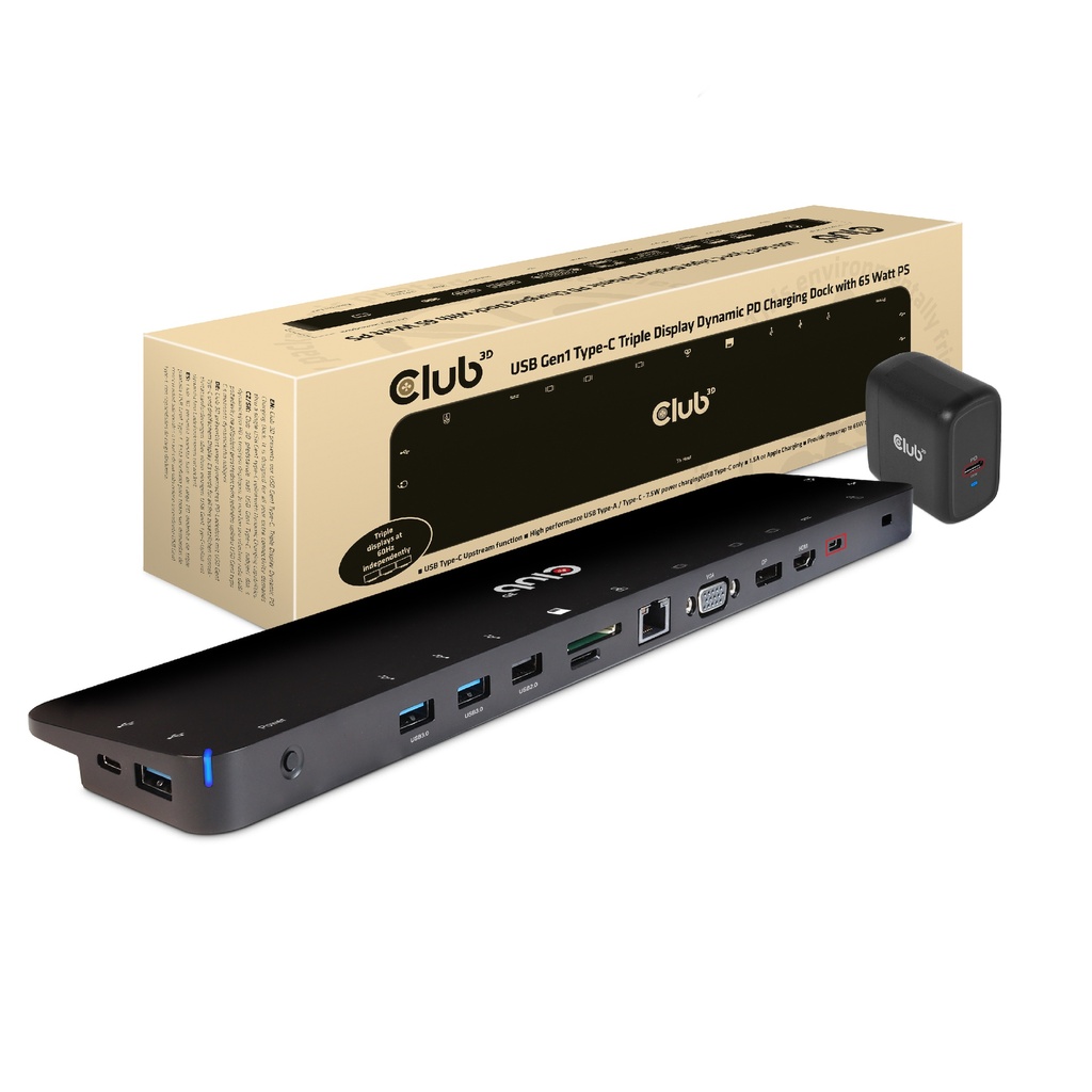 CSV-1564W65 USB‑C® 5Gbps Triple Display Dynamic PD Dock with 65W PSU