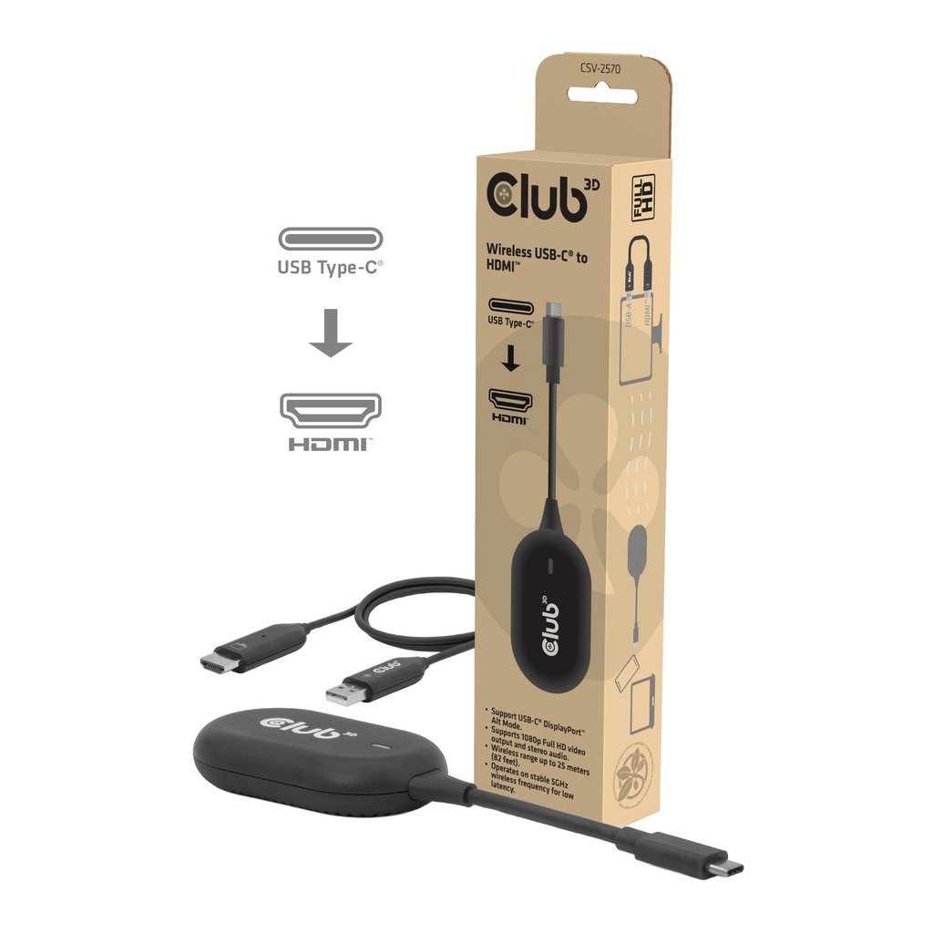 CSV-2570 Wireless USB‑C® to HDMI™ Transmitter & Receiver Full HD 25m/82.02ft