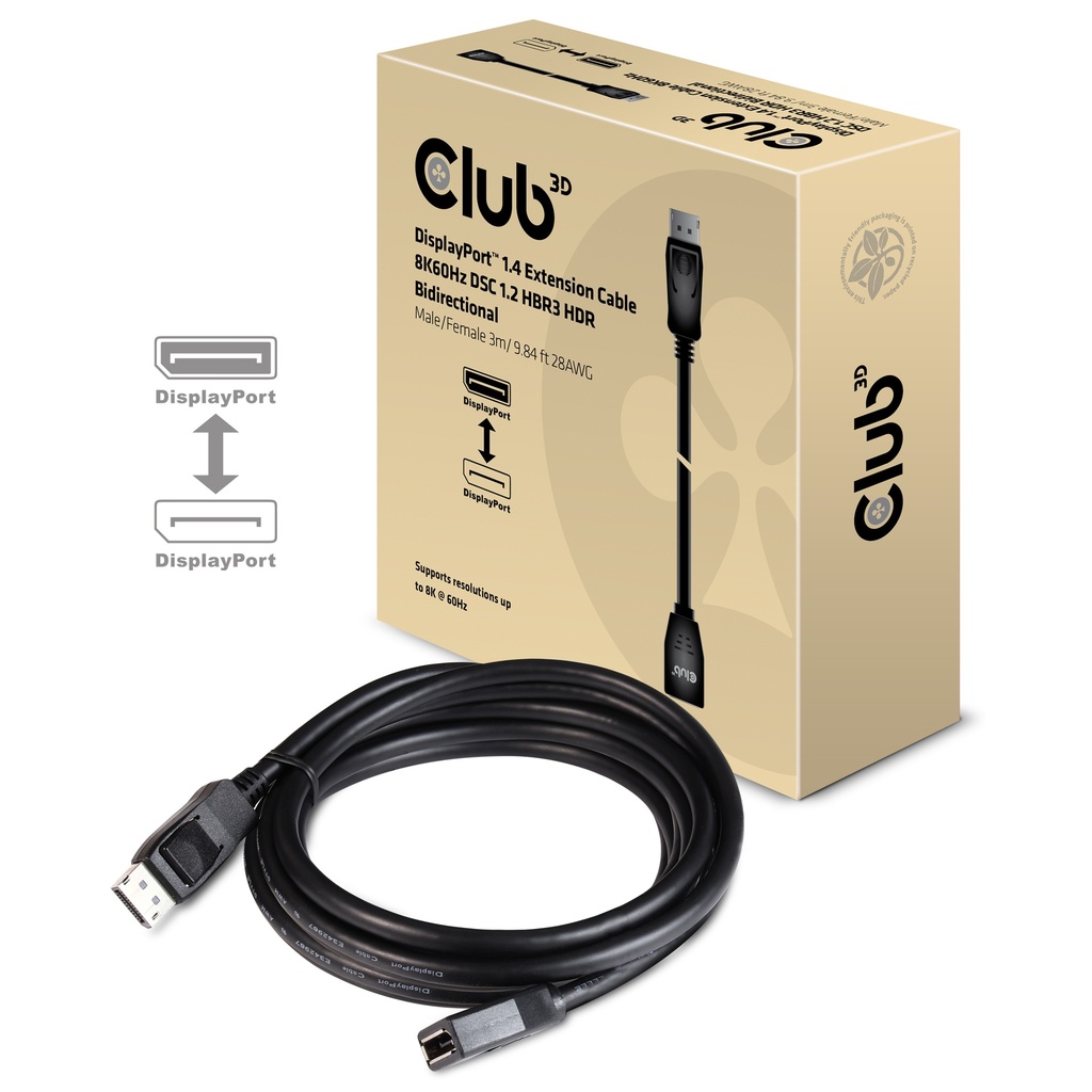 CAC-1023 DisplayPort™ 1.4 Extension Cable 8K60Hz DSC1.2 HBR3 HDR Bidirectional 3m/9.84ft