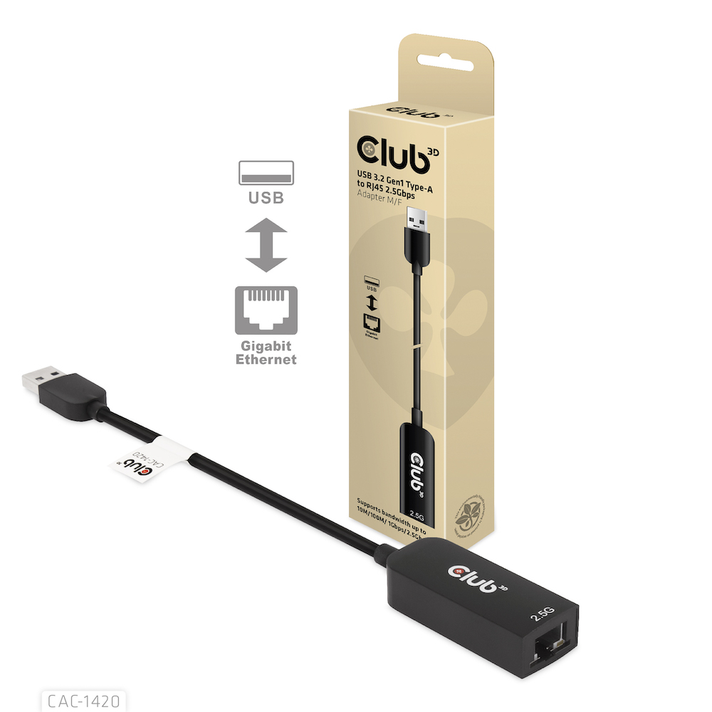 CAC-1420 USB‑A 5Gbps to RJ45 2.5G Adapter M/F