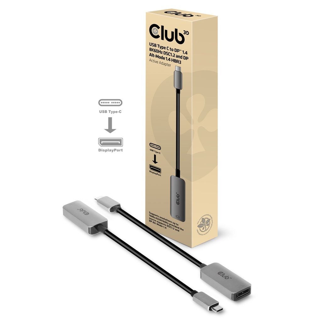 CAC-1567 USB‑C® to DisplayPort™ 1.4 8K60Hz HBR3 Active Adapter