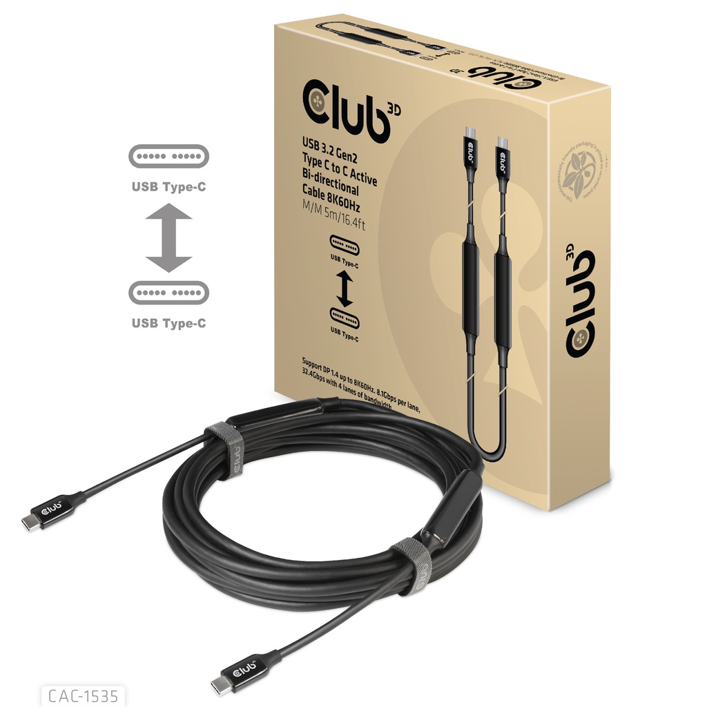 CAC-1535 USB‑C® to USB‑C Active Cable 10Gbps 8K60Hz 5m/16.40ft