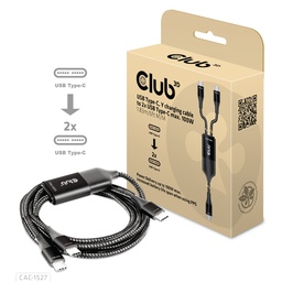[CAC-1527] CAC-1527 USB‑C® Y‑Charging Cable to Dual USB‑C PD100W 1.83m/6.00ft