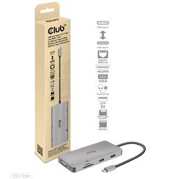 [CSV-1594] CSV-1594 USB‑C® 5Gbps 9‑in‑1 Hub HDMI™ 4K60Hz VGA USB‑A×2 RJ45 SD/MicroSD USB‑C Female