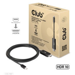 [CAC-1187] CAC-1187 Mini DisplayPort™ 1.4 to HDMI™ 4K120Hz/8K60Hz HDR10+ Cable 1.8m/5.91ft