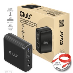 [CAC-1912EU] CAC-1912EU Travel Charger 100W GaN 4‑Port USB‑A/USB‑C PD 3.0