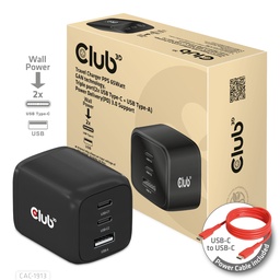 [CAC-1913EU] CAC-1913EU Travel Charger PPS 65W GaN Triple Port (2×USB‑C + USB‑A) PD 3.0 EU
